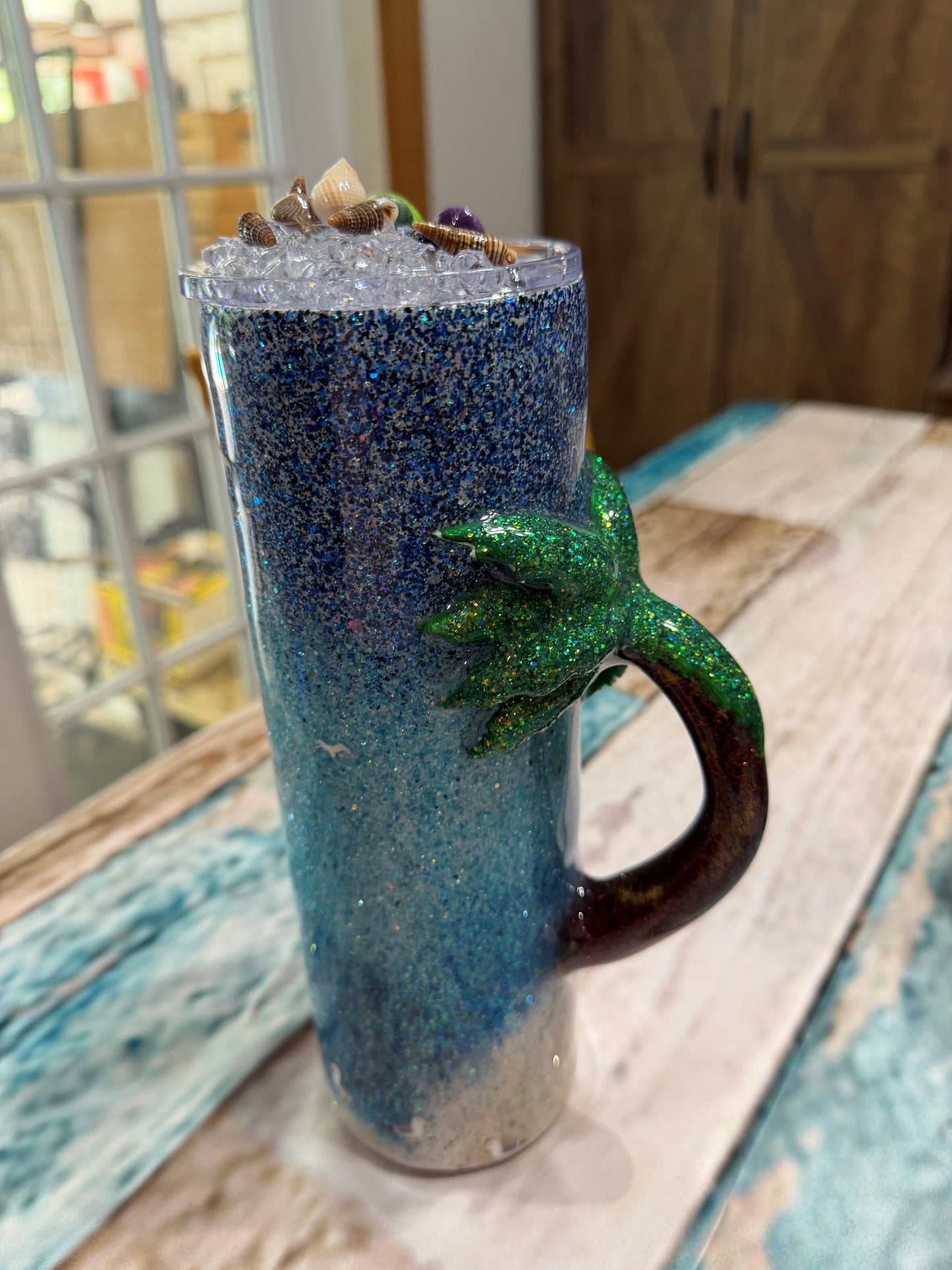 Beach Inspired 30 ounce Tumbler with Handle
