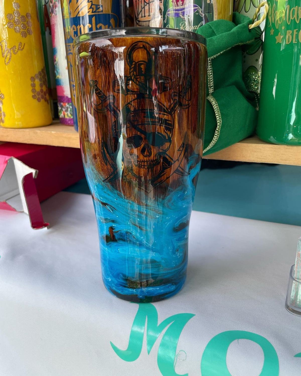 Stainless Steel Tumbler, pirate, wood grain, ship wreck